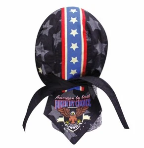 Knieval Skull Cap Motorcycle Bandana Doo Rag, American By Birth Biker By Choice - Picture 1 of 1