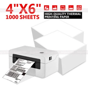 1000 Shipping Label Paper 4x6 Fan-Fold Labels Waterproof Self Adhesive Blank - Picture 1 of 12