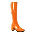 Pleaser Funtasma Stretch Knee High Full Zipper Gogo Boots Adult Women orange 7