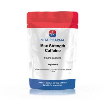 Max Strength Caffeine 500mg capsules VITAPHARMA