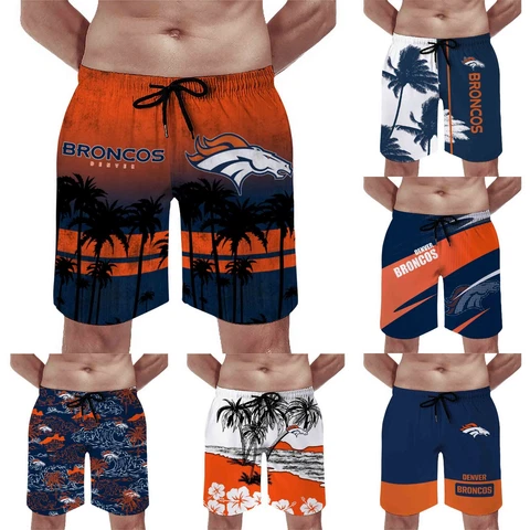 Denver Broncos Mens Beach Shorts Casual Drawstring Pocket Shorts Swim Trunks Cover