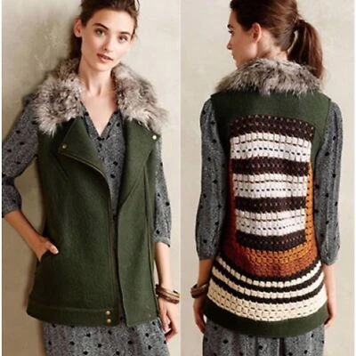 Chaleco Anthropologie Elevenses Lana Imitación Piel Grueso Tejido Invierno Prendas exteriores Talla S Foto 1 de 4