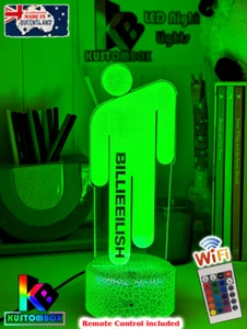 BILLIE EILISH MUSIC Personalised 3D LED Night Light Colour Change Room Lamp - Picture 1 of 21