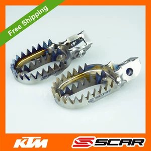 TITANIUM FOOTPEGS KTM EXC EXCF EXC-F 250 300 350 450 500 17-20 FOOT REST SCAR - Picture 1 of 2