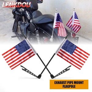 Motorcycle 6.7" x 11.5" American Flag & Adjustable Pole Mount For Harley Touring - Bild 1 von 10
