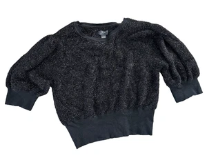 anthropologie maeve pamela black shimmer eyelash knit sweater xl tinsel pullover - Picture 1 of 8