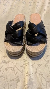 Oasis Society Damen schwarz Kunstleder Riemchen Espadrille Plateau Sandale Gr. 7,5 - Bild 1 von 7