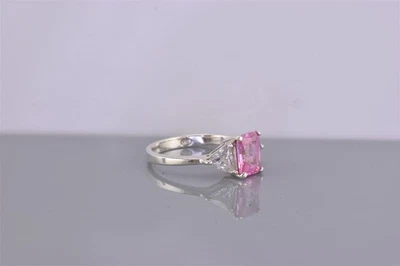 Sterling Silver Pink Cubic Zirconia Trillion Accented Band Ring 925 Sz: 7 - Image 1 of 4