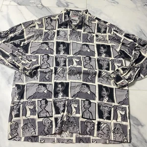 Camisa Platino Fubu Vintage Fat Albert Para Hombres Talla XL Abotonada Negra Gris H-9 - Imagen 1 de 8