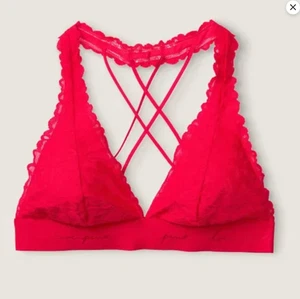 Victoria's Secret PINK Women's Crisscross Red Lace Halter Bralette Size XL - Picture 1 of 8