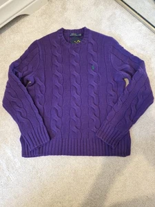 Polo Ralph Lauren Women's Cable Knit Wool & Cashmere Jumper Purple Size Small S - Picture 1 of 6