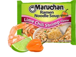 (24 Packs) Maruchan Lime Chili Shrimp Instant Ramen, 3 oz Instant Spicy Noodle  - Picture 1 of 5