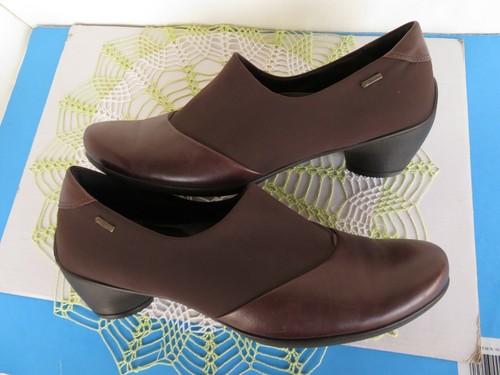 Ecco ~ mocassini comodi marroni in tessuto elasticizzato pelle Gore tex taglia 42