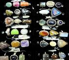Assorted Gemstones 925 Sterling Silver Chunky Hippie Rings Lot Handmade Jewelry