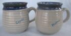 BUBEE & ZAYDE Yiddish Mugs Set of 2 Stonewar Blue Earthenware Coffee Tea Handle