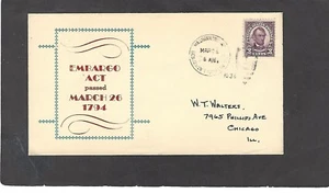1934 140th ANNIVERSARY OF EMBARGO ACT-WASHINGTON,DC MAR 26-1934 - Picture 1 of 1
