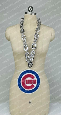 New MLB CHICAGO CUBS SILVER Jumbo Big Fan Chain Necklace Foam MI USA Cover