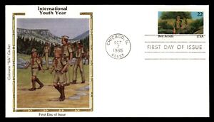 MayfairStamps US FDC 1985 Illinois International Youth Year Boy Scouts Colorano