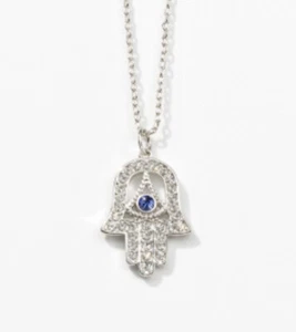 💎Collar Hamsa Multicolor Piedra de Toque Rodio 15-18” Nuevo - Imagen 1 de 4