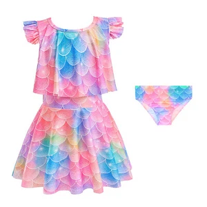 Kids Girls Swimsuit Shiny Dress Summer Beachwear Tankini Swimwear Holiday Youth - Picture 1 of 82