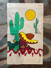 Siesta Time / Cinco De Mayo Sombrero and Cactus Handmade Large Decorative Flag