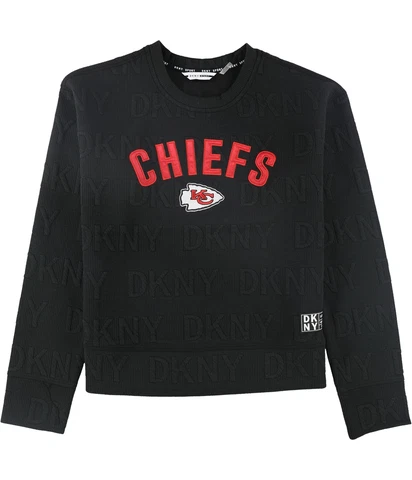 DKNY Womens Kansas City Chiefs Pullover Sweater, Black, Small Cover