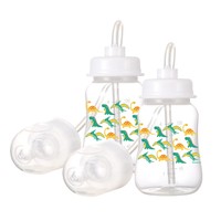 Podee Hands Free Baby Bottle - Anti-Colic Feeding System 4 oz (2 Pack - Dinosaur