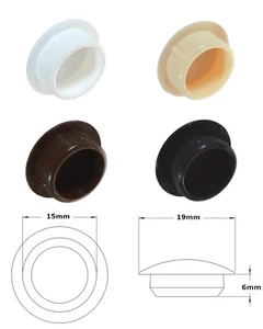 GRANDES TAPAS DE PLÁSTICO en BLANCO BEIGE MARRÓN OSCURO Y NEGRO para AGUJEROS 15mmØ (3/5")* - Imagen 1 de 9
