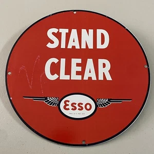 VINTAGE ESSO GASOLINE PORCELAIN SIGN GAS MOTOR OIL PETROL LUBRICANTS PUMP PLATE - Picture 1 of 12