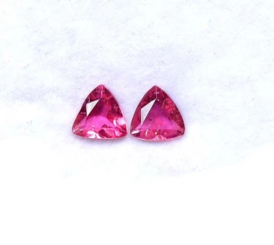 Natural Pink Tourmaline Trillion Cut Pair 5x5 mm 0.72 CTS Faceted Loose Gemstone - Image 1 of 4