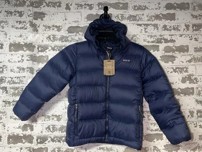 Новый с Ярлыками! Patagonia детский Hi-Loft вниз свитер куртка с капюшоном размер маленький новый темно-синий $189 - Изображение 1 из 4