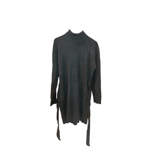 VICI Women's Large Gray Turtleneck Long Sleeve Tie Waist Knit Sweater Dress NWOT - Picture 1 of 6