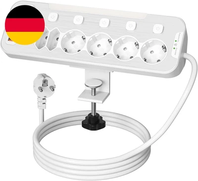 Tischsteckdose Mit Schalter,Pd 20W Schreibtisch Steckdosenleiste Mit USB C, 6 Fa - Bild 1 von 4