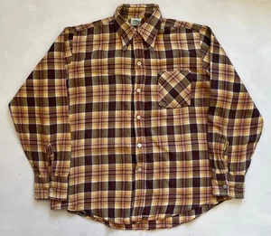 Vtg 1970s 1930s Style Revival Plaid Flannel Shirt Spearpoint Collar - Foto 1 di 10