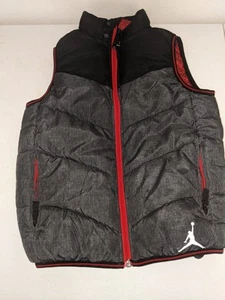 Nike Air Jordan Small Teen Red Black/Gray Reversible Full Zip Jumpman Puff Vest - Picture 1 of 9