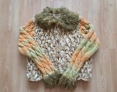 Stickjacke Damen Lana Grossa Wolle / handgefertigt Gr. S/M sehr extravagant  - Bild 1 von 4