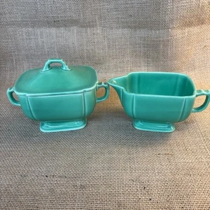 Vintage Fiesta Riviera Green Cream & Sugar Set Homer Laughlin - Picture 1 of 9