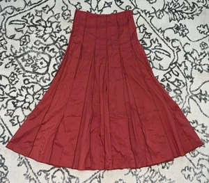 Old Money COTTON Pleated BURNT ORANGE/RED Long Yellowstone 1923 Skirt Size 2 - Picture 1 of 10