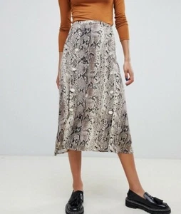 Stradivarius snake print button Midi Skirt Size 6 - Picture 1 of 5