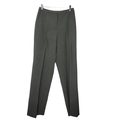 Tahari Wool Blend Pants 6 Green Straight Leg Flat Front Preppy Trouser Career - Image 1 of 4
