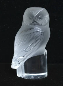 VINTAGE LALIQUE CRYSTAL OWL CHOUETTE PAPERWEIGHT,  FRANCE, mint! - Picture 1 of 4