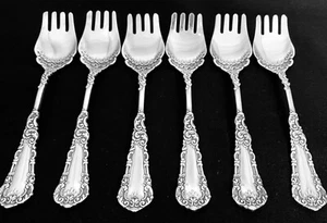 1894 YALE ROGERS INTERNATIONAL SET OF 6 ICE CREAM FORKS STUNNING - Picture 1 of 10