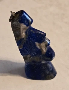 COLLECTIBLE EASTER ISLAND MOAI HEAD STATUE LAPIS LAZULI PENDANT - Picture 1 of 7
