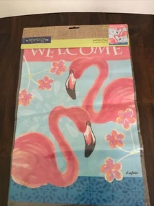 The Spring Shop Welcome Pink Flamingo Garden Flag 12”x18” New - Picture 1 of 4