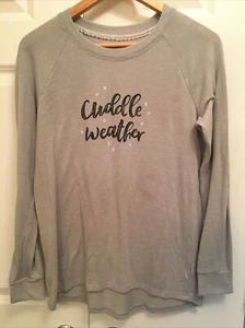 Sonoma Intimates Sleep Pajama T Shirt LS Gray “Cuddle Weather” Women’s S Comfy! - Picture 1 of 5