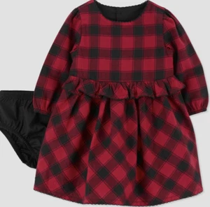 Carter's Just One You® Baby Girls' Long Sleeve Checkered Dress - Red/Black - Picture 1 of 3