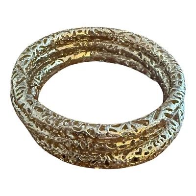 Kendra Scott Lucca 3 Brazalete Chapado en Oro Brazalete Conjunto Filigrana Foto 1 de 4