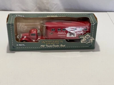 1993 ERTL ANHEUSER BUSCH 1941 TRACTOR TRAILER DIE CAST 1/43 SCALE LOCKING BANK  - Image 1 of 4