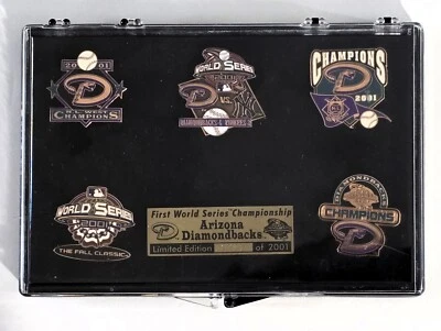 RARE Arizona Diamondbacks 2001 First World Series Championship 5 Pin Set Limited - Image 1 of 4