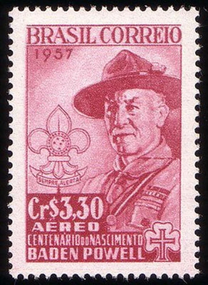 BRASIL - 1957 - Scouting - Lord Baden-Powell - Sello de correo aéreo MNH - Scott #C87 Foto 1 de 1